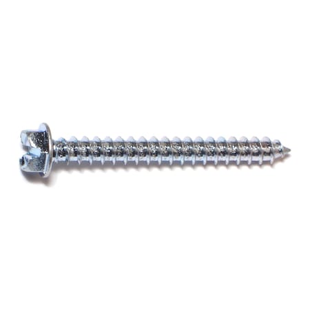 Midwest Fastener Sheet Metal Screw, #12 x 2 in, Zinc Plated Steel Flange Hex Head Slotted Drive, 100 PK 02951
